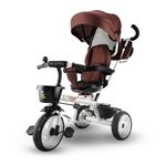 Zbr Kids Tricycle - Adjustable 3-Wheeled Bike with Safety Features, Pedal Powered, and Durable Design Metal & Plastic Material Brown Colour | 6 Months to 5 Year