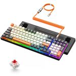 ZIYOULANG K3 PRO Mechanical Gaming Keyboard RGB Blacklit wired keyboard Red Switch 100 Key with Number Pad, Coiled USB Cable Type-C to USB-A Detachable Metal Aviation Connector for PC/Mac Gamer Typist