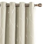 Deconovo Silver Wave Foil Print Blackout Bedroom Curtains, Room Darkening Noise Reducing Window Curtains 2 Panels for Living Room, 52W x 84L Inch, Set of 2 Panels, Light Beige