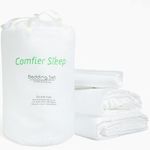 Comfier Sleep 100% Bamboo Bedding Set Double Size 100% Organic Including Bamboo Fitted Sheet 135x190cm Bamboo Pillow Cases 48x74 cm and Duvet Cover 200x200 cm Ultra Soft White Bedding