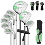 XDriveMax 10 Pieces Complete Womens Golf Clubs Set Right Hand for Women Includes Cart Bag with Rain Hood, 1#Driver 3#Wood #5 Hybrid,with 3 Head Covers, 6# 7# 8# 9# PW# Irons and Putter