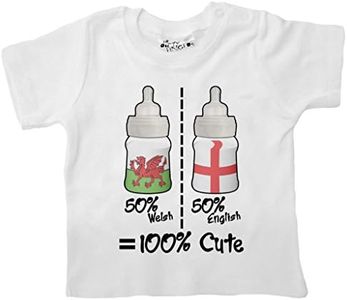 Dirty Fingers, T-shirt unisexe pour bébé, avec inscription : 50% Welsh, 50% English = 100% Cute - Blanc - XXS
