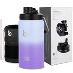 BOTTLE BOTTLE Insulated Water Bottle 64 oz with Straw and Dual-use Lid Half Gallon Water Jug Vacuum Stainless Steel for Workout and Sports Insulated Beer Growler with Handle（Purple Gradient）