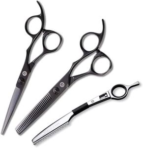 Saki Shears Katana Set of Professional Japanese Hair Shears with Black Finish - 6 Inches - Includes Cutting and Thinning Shears