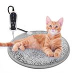 RC SLL Cat Heating Pad,Heated Cat Bed Indoor Electric Warming Cat Bed,Upgraded Adjustable Controller,Waterproof Kitten Heating Pad with Chew Resistant Steel Cord (Letter,Round-40cm)