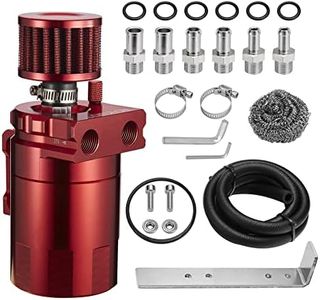 ESPEEDER Universal Oil Catch Can Reservoir Tank Breather Filter with 3/8" NBR Fuel Line Hose Aluminum Red