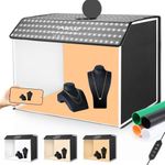 PULUZ Light Box Photography 24x16in, Portable Photo Studio Light Box with 336+336 LED Lights &4 Color backdrops Professional Photography Lighting Tent Kit (24×16 inch)