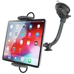 OQTIQ Tablet Car Mount Holder Windshield, Dashboard Car Phone Holder with Long Arm, Suction Cup Mount Compatible with iPad Pro Mini Air for All 5-12.4” Tabs & 4-7” Phones for Most Vehicle, SUV, Truck