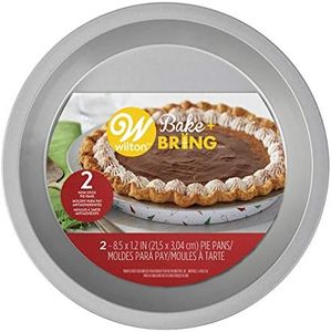 Wilton Bake & Bring Tin Pie Pans 9" 2/Pkg-Christmas