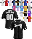 Custom Baseball Jersey - Personalized Softball Shirts - Customized Sport Uniform for Men Women Adult Youth Toddler Boy Girl Black/White