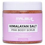 Malibu Organics Himalayan Scrub – All-Natural Body Exfoliant with Collagen and Stem Cells - Organic Body Scrub to Exfoliate and Moisturize Skin – Deep Cleansing Himalayan Pink Salt Scrub – 8.8oz