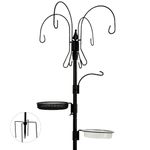Kodope Bird Feeder Pole, 75 Inch 5 Hooks Heavy-Duty Feeder and Water Dispenser Shepherd, Bird Feeding Station with Ground Stake for Outdoors Shepherd Hook