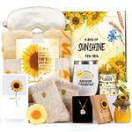 Sunflower Gifts for Women Sending Sunshine Gift-Get Well Soon Gift Basket, Care Package for Women Birthday Gifts for Women, Inspirational Blanket Thinking of You Gifts for Women Mom Wife Friends