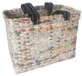 Sonas Creation Paperus, Large, Natural, Picnic Basket, Lunch Bag for Office, Shopping Bag, Big Tiffin Basket, Carry Bag, Eco-Friendly, Handmade, of Paper Ropes 11 in Tall 14 in Length 7 in Wide Base