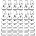 Hysagtek 60 Pcs Purse Hardware for Bag Making - Swivel Snap Hooks, D Ring, Slide Buckle, Bag Hardware Supplies for Handbag Fasteners, Strap, Backpack DIY Craft Accessories, 1 Inch, Silver