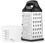 Joeji's Kitchen Cheese Grater with Container 6 Sided Hand Held Cheese Grater Box Zester Ideal for Grating Slicing Zesting and Shredding - Box Grater for Kitchen