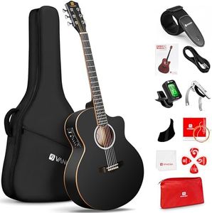 Vangoa Acoustic Electric Guitar, 41-in Jumbo Cutaway Electric Guitars Kit, Full-Size Guitare Acoustique Electrique, Starter Bundle, Built-in 4-Band EQ, For Beginner Adult Youth, Right-Handed Black