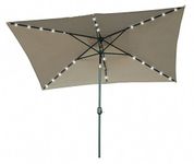 Rectangular Solar Powered LED Lighted Patio Umbrella - 10' x 6.5' - By Trademark Innovations (Tan)