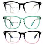 Sumkyle 3 Pack Progressive Multifocal Reading Glasses for Women Men Blue Light Blocking Computer Glasses Spring Hinge Readers(3 Mix C3, 3.00)