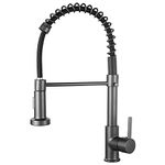 Kitchen Faucet Spring Pull Down Single Handle Brass Deck Mounted Kitchen Sink Faucets (Grey)