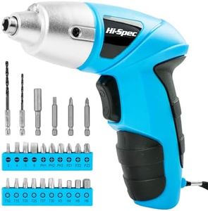 Hi-Spec 27 Piece Blue 3.6V USB Cordless Power Electric Screwdriver Set. Rechargeable Battery Screwdriving with 23 Popular Bit Sizes for The Home & Office