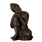 Zen Light Zen'Light Thai Buddha Statue Feng Shui Lucky Charm – Zen Gift Idea – Office Decoration, Bedroom, Living Room etc. – Height: 18 cm – Bronze Colour, Resin, 13 x 12 x 20 cm