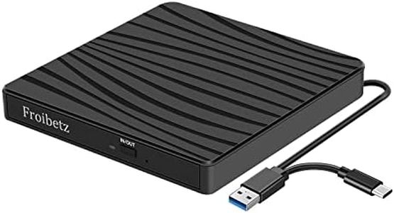 Froibetz CD DVD Drive for Laptop Type-C USB 3.0 CD Player for Laptop DVD CD Burner Reader +/-RW ROM for Laptop/Desktops MacBook Apple OS /Win11/ 10/7/8.1/XP