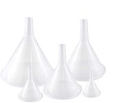 Faxco 5PCS Plastic Funnels, Funnel Set, Small Funnel Set, All Purpose Wide-Mouth Plastic Funnel for Liquid, Spices, Powder, Lotion, Oils - Transparent, Pack of 5