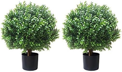 24''T 18''D Artificial Trees for Outdoors Set of 2 Potted Bushes Home Decor Artificial Topiariy Trees for Front Porch