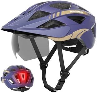 InnerKing Bike Helmet for Adults, Lightweight Mountain Bicycle Helmet with USB Rechargeable Rear Light Detachable Magnetic Goggles, Road Bike Helmet with Visor for Men/Women/Youth