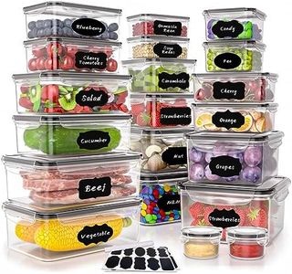 GEIKR 40 PCS Plastic Food Storage Containers with Lids Airtight, BPA-Free Leakproof Meal Prep Containers Reusable,Microwave & Dishwasher & Freezer Safe,Includes Labels & Pen