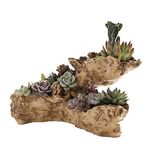 Yanmilia Artificial Driftwood Planter Vintage Stump Container Faux Wood Resin Succulent Planter Decorative Log Pot for Home&Garden NO PLANTS (NOT REAL WOOD)