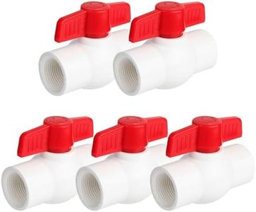 YADIAN 5 Pack 1'' PVC Ball Valves, T-handle Water Shut-Off Ball Valve Threaded (NPT), PVC Ball Valve 1 inch for Water Project, Swiming Pool, Sewage Pump, Irrigation System, Rated at 150 PSI, Thread