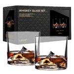 LIITON Everest Mountain Whiskey Glasses Set of 2, Freezable Old Fashioned Glass Chills Cocktails, Bourbon, Scotch with 1lb of Frozen Crystal, Gifts for Men on Fathers Day, Christmas, Birthday