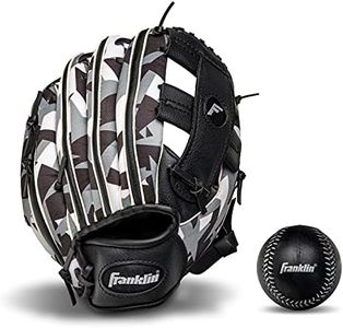 Franklin Sports Kids Baseball Gloves - RTP Youth Teeball Glove + Ball Set - Boys + Girls Mitt Set - Kids + Toddlers - Right Hand Throw - Black - 9.5"