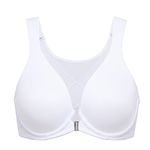 Delimira Women's Front Fastening Bras Posture Plus Size Underwire Unlined Plunge Back Support Seamless Bra White 42DD