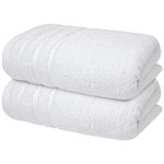 Infinitee Xclusives Cotton Bath Towels Set of 2 - (70x140 cm), Soft, Absorbent, Quick Dry, Durable, Perfect Bathroom Towels Ideal for Daily Use |Brilliant White|