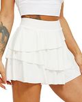 TZLDN Women's Pleated Tennis Skirt with Shorts Pockets High Waist Athletic Mini School Skirt Workout Sport Golf Skorts Skort #5Ruffles - White, S