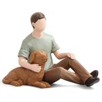 Carracci Man with Dog Figurines Statues, Boy and Dog Friendship Remembrance Gifts, Sculpted Hand-Painted Figures for Dog Lovers