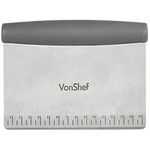 VonShef Dough Scraper, Stainless Steel Scraper, Cutter & Chopper for Pizza Dough, Dishwasher Safe Bench Scraper Multipurpose Kitchen Utensil with Measuring Scale & Non-Slip Handle