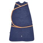 Halo Sleepsack Swaddle Ideal Temp, 3-Way Adjustable Wearable Blanket, Navy/Orange, Small