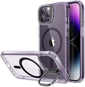 ESR for iPhone 14 Pro Max Case, Compatible with MagSafe, Built-in Camera Ring Stand, Military-Grade Protection, Magnetic Case for iPhone 14 Pro Max, Classic Kickstand Case (HaloLock), Clear Purple