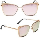 DIFF Grace Cat Eye metal sunglasses for women, lightweight oversized UV400 protection