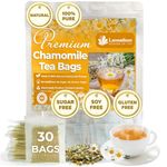 Lavendium, 30 Chamomile FLower Tea Bags, 100% Natural and Pure Chamomile Flowers, Eco-conscious Tea Bags. Chamomile Flower Herbal Tea. No Sugar, No Caffeine, No Gluten, Vegan. CA