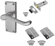 Golden Grace 5 Sets of Victorian Scroll Latch Door Handles Satin Brushed Chrome Hinges & Latches Pack Sets 120MM X 40MM