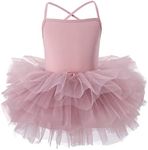 KARETT Ballet Tutu Skirt for Girls Toddler Ballet Leotards Criss Cross Strap Dance Outfits Ballerina Costume, Dusty Pink