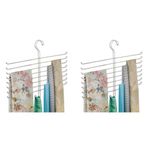 iDesign 6760 Scarf Hanger with 8 Tiers, Metal Hanging Scarf Organiser for Wardrobe or Closet, Also Works as Tie Rack or Belt Hanger, Silver (Pack of 2)