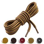 Lorpops Round Boot Laces [2 Pairs] Heavy Duty and Durable Shoelaces for Boots,Diameter: 3/16” Work Boots & Hiking Shoes (Brown, 55inch/140cm)