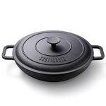 Skottsberg Traditional Cast Iron Braising Pan, Pre-Seasoned (3.1 Quarts) – Natural Non-Stick Layer, Suitable For All Heatsources