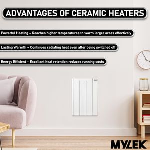 MYLEK 2000W Ceramic Panel Heater – Wall Mounted Electric Heater
